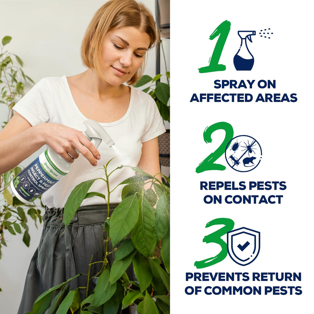 Smart Grower Peppermint Oil Spray used outdoors for garden protection.