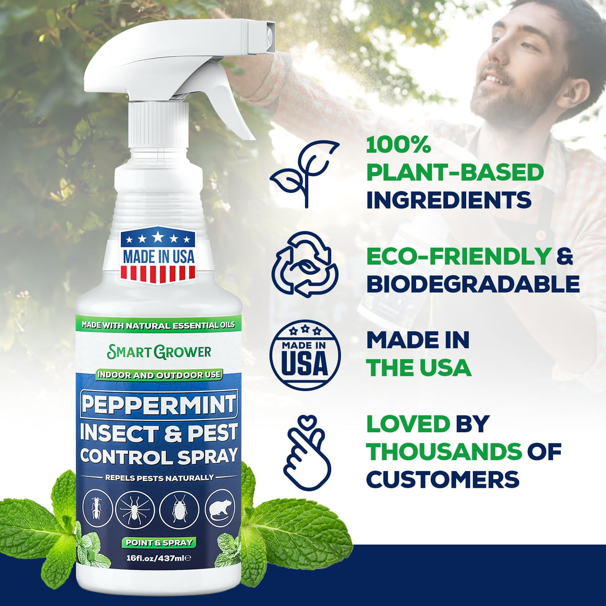 Smart Grower Peppermint Oil Spray bottle in kitchen scene.