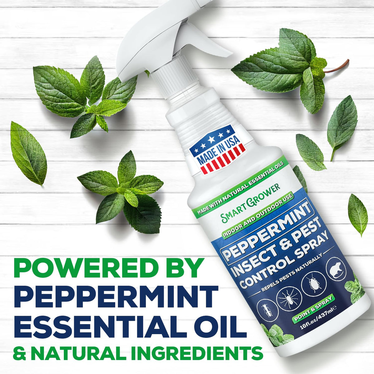 Smart Grower Peppermint Oil Spray targets rodents on contact.