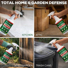 Smart Grower Peppermint Oil Spray in storage-area shelving for rodent deterrence.