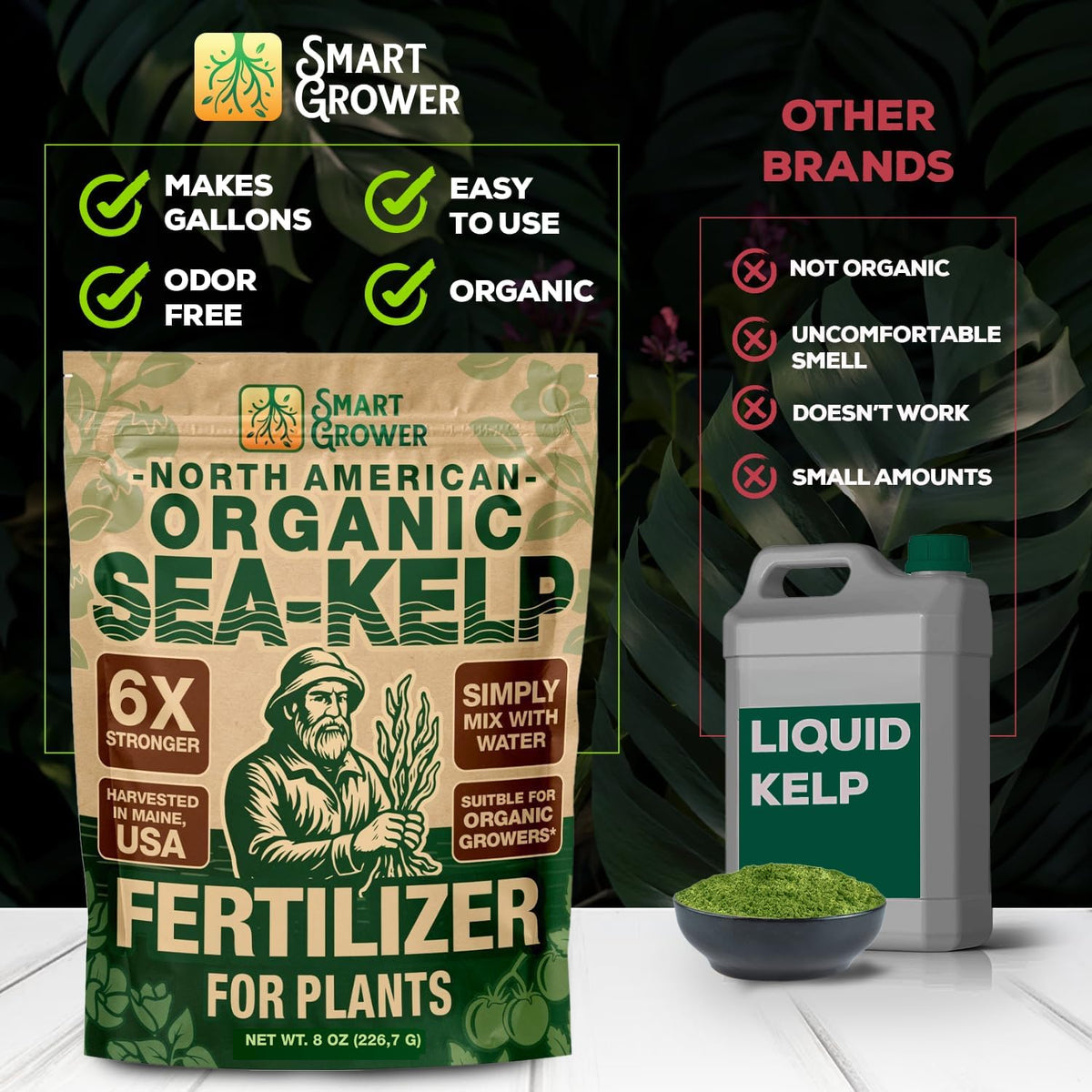 Smart Grower Sea-Kelp 8oz-pack compact packaging ideal for beginners and pros
