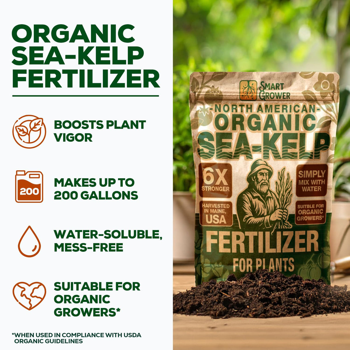 Smart Grower Sea-Kelp powder-dissolve in water for quick mixing in hydroponics