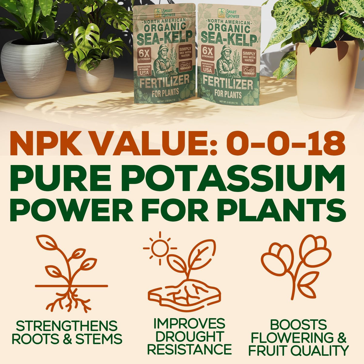 Smart Grower Sea-Kelp vegetable-garden application promotes lush greens