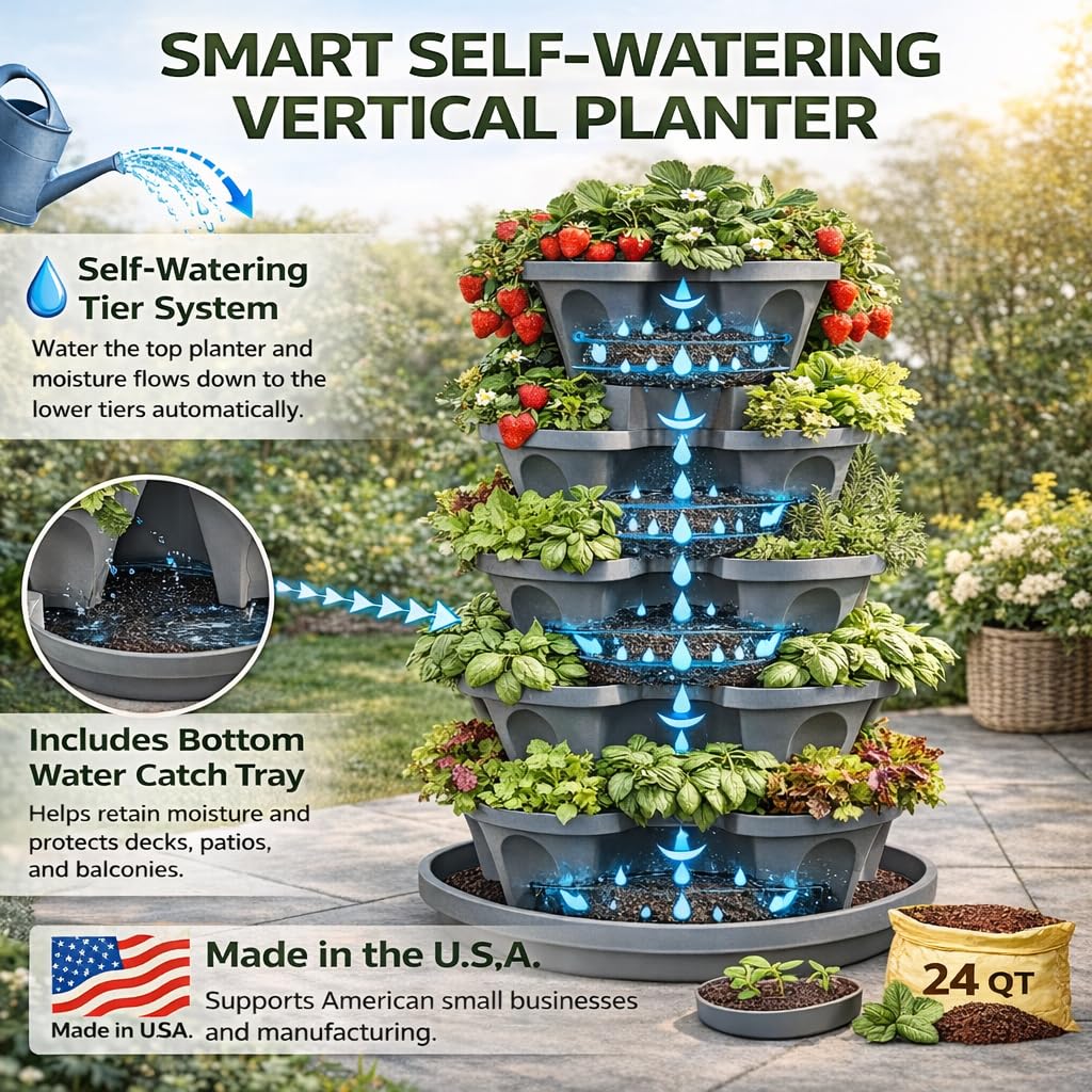 Smart Spring 5-tier side profile demonstrates compact vertical design for small patios.