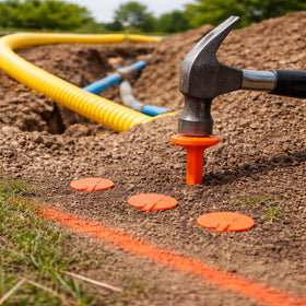Smart Spring marker installed flush shows lawn-friendly, unobtrusive design.