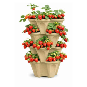Smart Spring stackable planter tower with four tiers for compact indoor gardening
