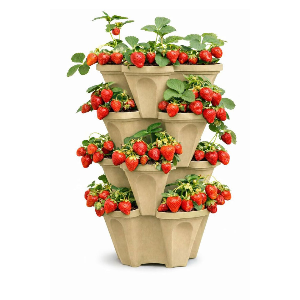 Smart Spring stackable planter tower with four tiers for compact indoor gardening