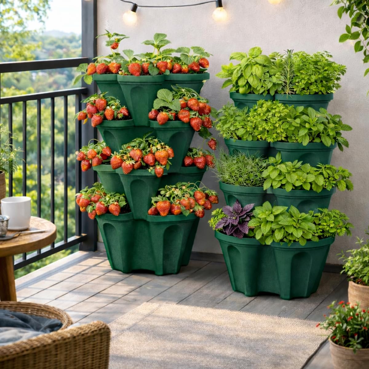 Smart Spring Strawberry Planter Tower 16 sites close-up for dense planting options
