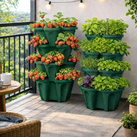 Smart Spring Strawberry Planter Tower 16 sites close-up for dense planting options