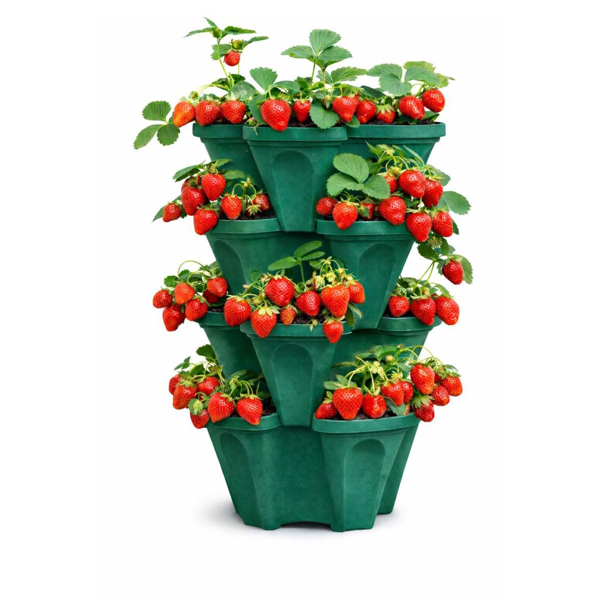 Smart Spring Strawberry Planter Tower top view highlights space-saving four-tier design