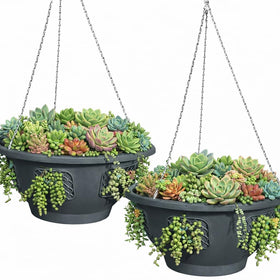Smart Spring Ultimate Hanging Basket durable gray plastic for outdoor use