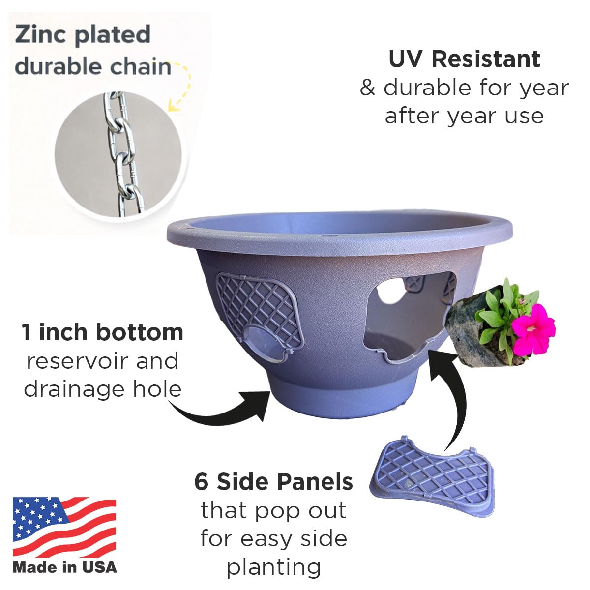 Smart Spring Ultimate Hanging Basket pop-in locking tabs close-up for quick setup