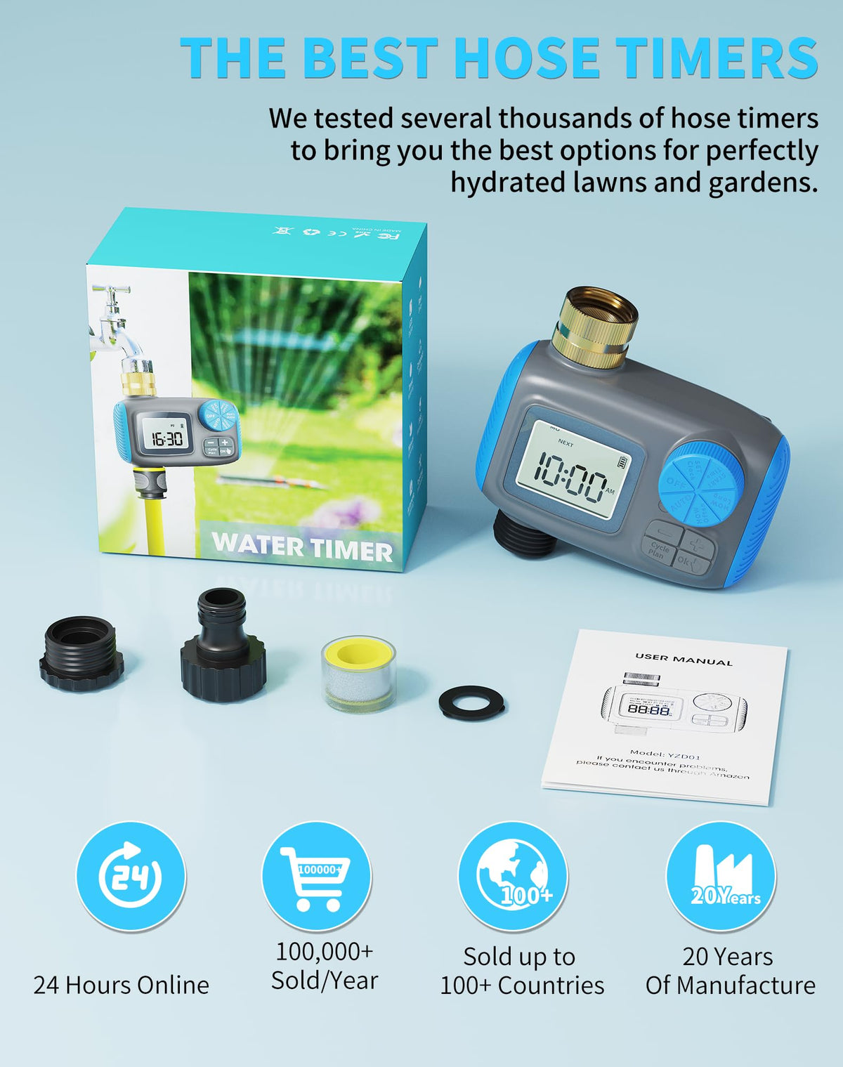 Smartale Sprinkler Timer outdoor garden setup demonstrates versatile automated irrigation.
