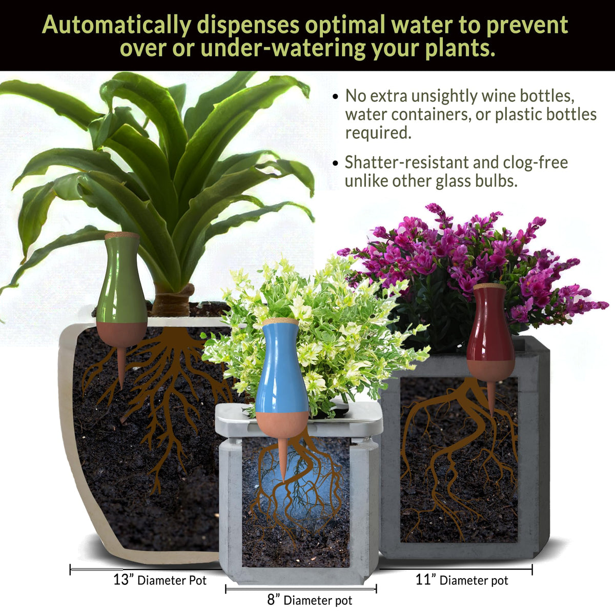 SmartiLiving irrigation stake with top refill design for easy maintenance