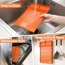 SmartKempt grill mat raised edges contain sauces and spills