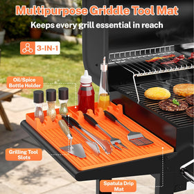 SmartKempt grill mat tool slots provide easy access to grilling tools
