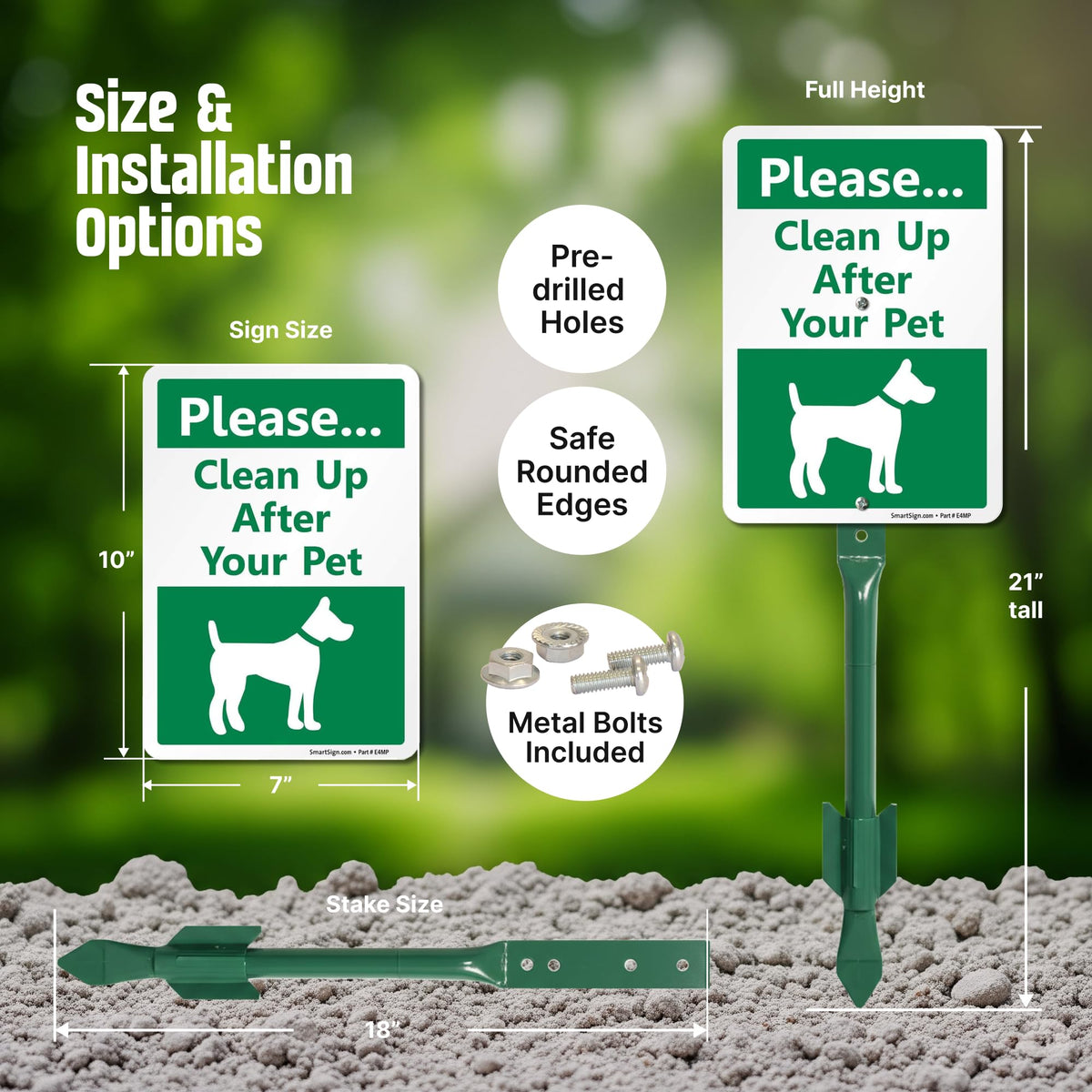 SmartSign 40 mil laminated aluminum sign withstands outdoor conditions.