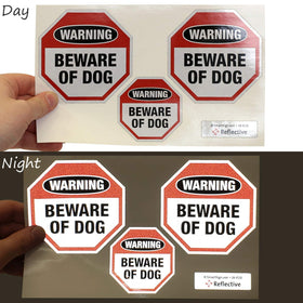 SmartSign Beware of Dog 4x4 close-up reveals crisp reflective surface detail.