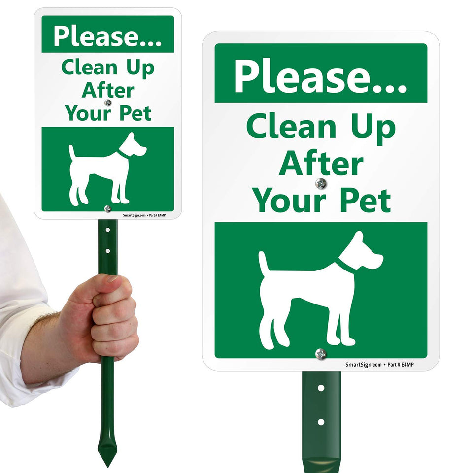 SmartSign dog poop yard sign with laminated finish for weather protection.