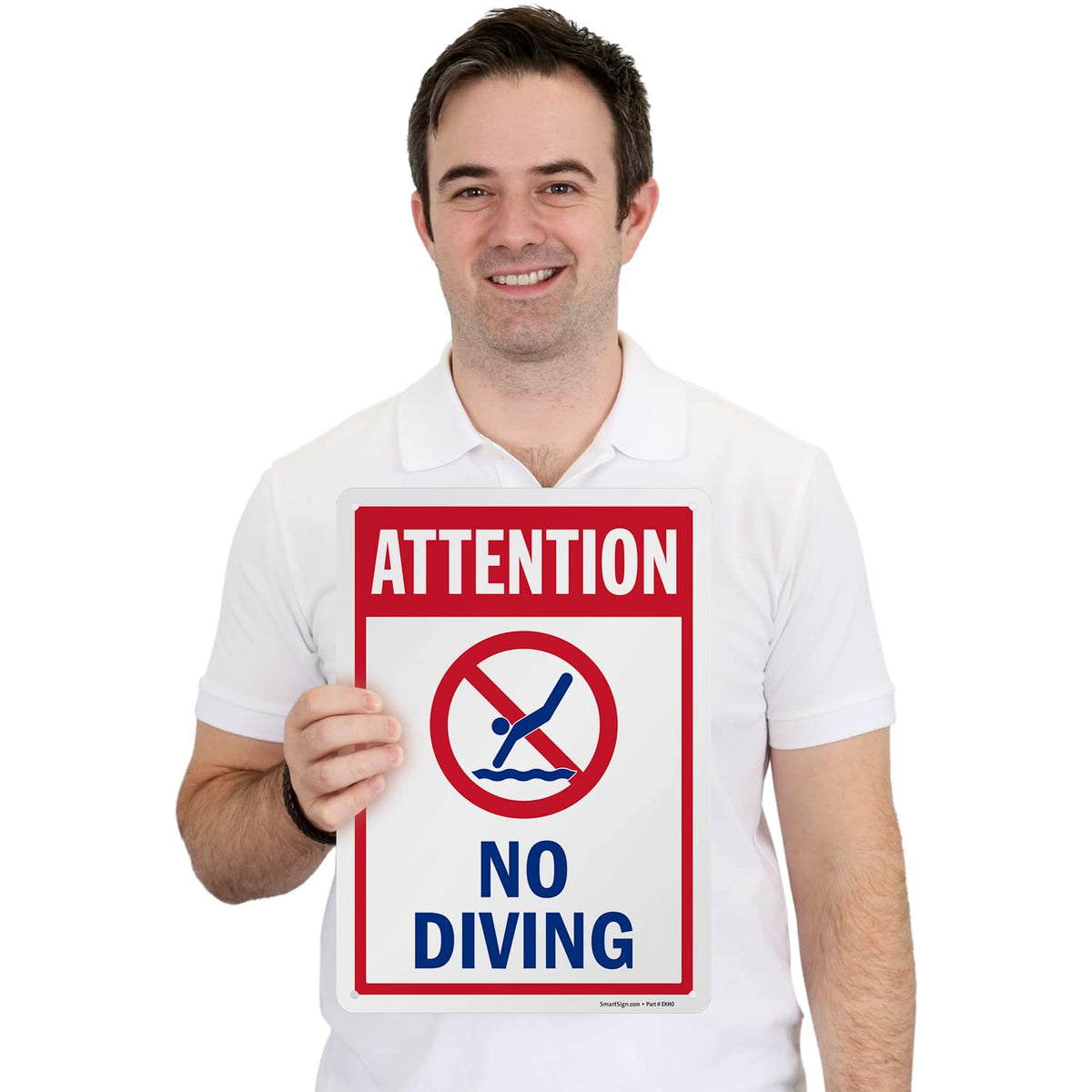SmartSign four corner holes enable versatile mounting in any pool area.
