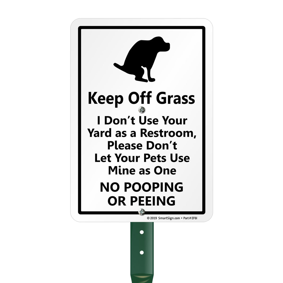 SmartSign Keep Off Grass sign mounted on lawn stake for a clear pet reminder.
