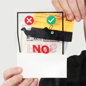 Colorful red, black, and green print on SmartSign decal enhances visibility.