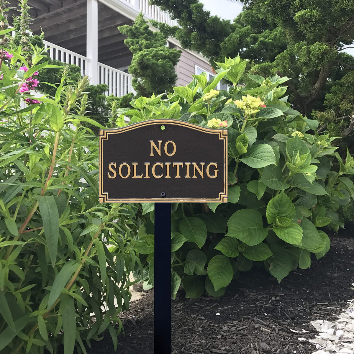 SmartSign no soliciting plaque ready for easy outdoor mounting