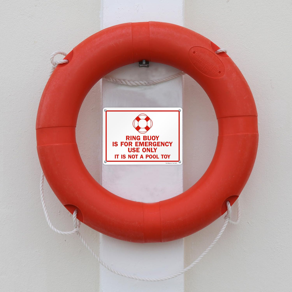 SmartSign ring buoy emergency sign durable aluminum for long outdoor use.