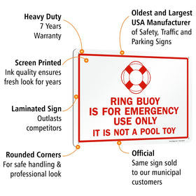 SmartSign ring buoy emergency sign made in USA ensures high craftsmanship.