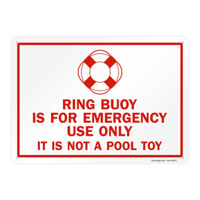 SmartSign ring buoy emergency sign exterior durability suitable for rain or sun.