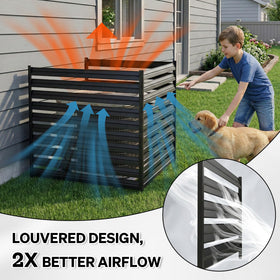 SMARTSTANDARD outdoor black fence conceals AC unit and improves curb appeal