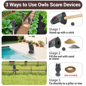 SMD35 hand-painted owl detail adds realism while deterring pests.