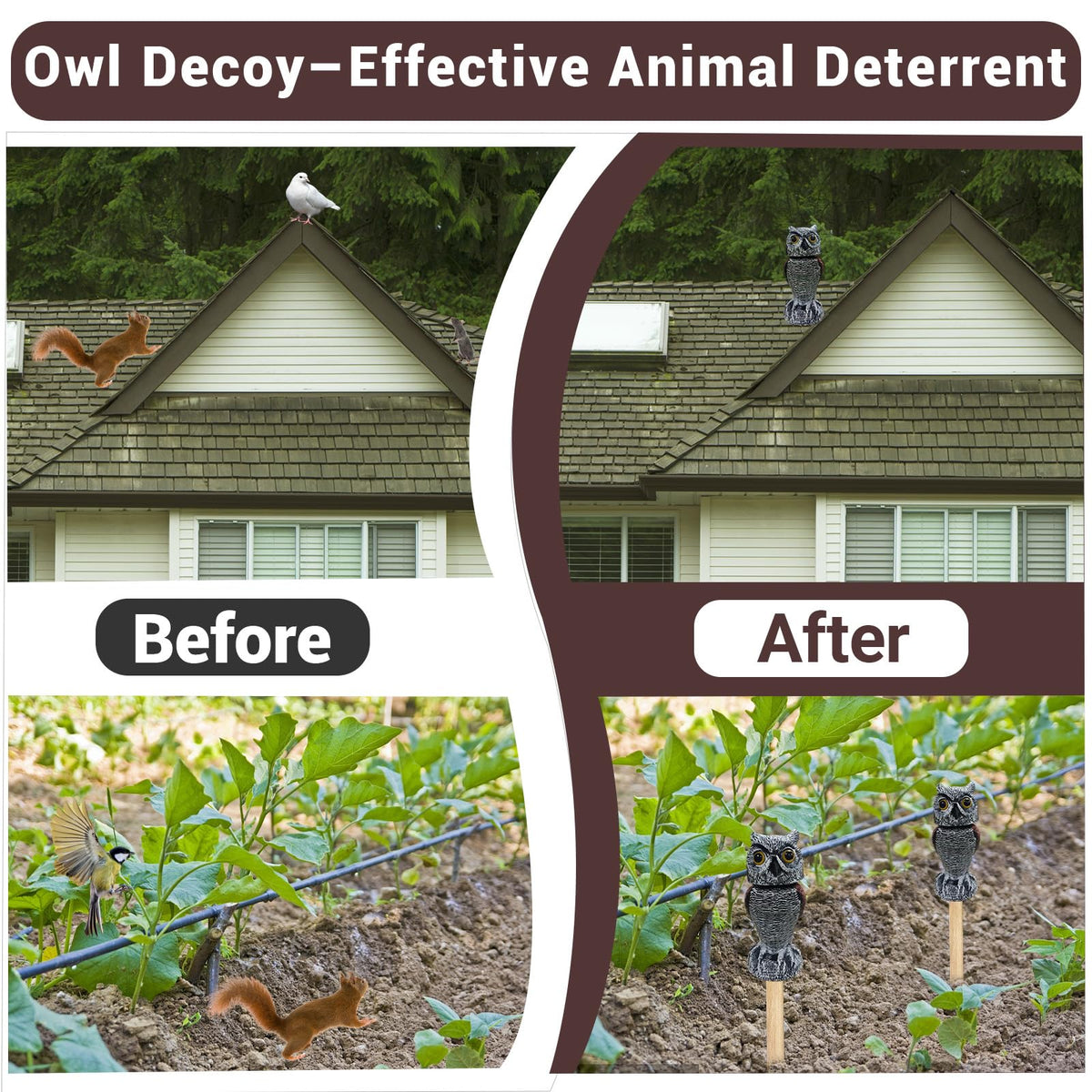 SMD35 indoor owl statue complements living spaces while providing deterrence.