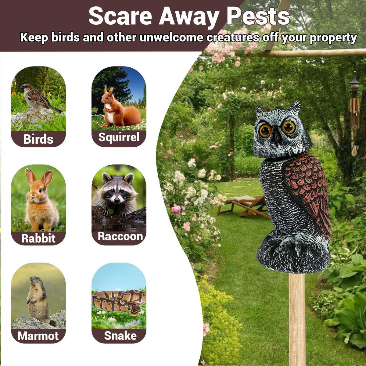 SMD35 weatherproof coating keeps the owl statue durable for year-round use.