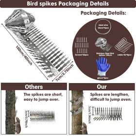 SMD5050 Extra-long spikes deter pigeons and raccoons from landing.