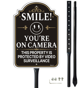 Smeryl Smile You're On Camera sign 12x8 clearly signals video surveillance to visitors