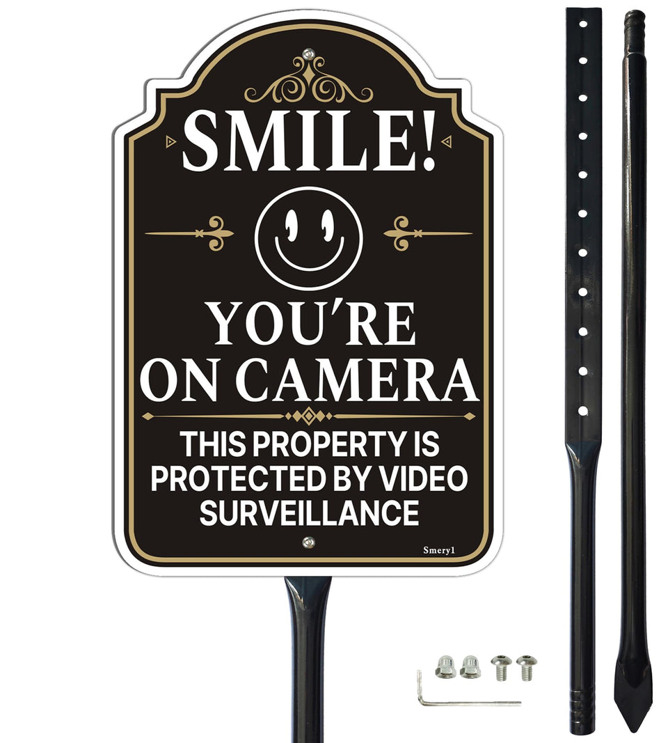 Smeryl Smile You're On Camera sign 12x8 clearly signals video surveillance to visitors