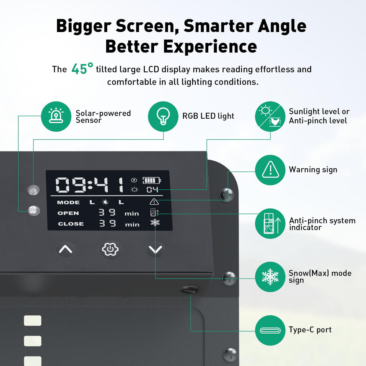 Smile Forest 5W solar panel and USB-C cable for flexible charging options.