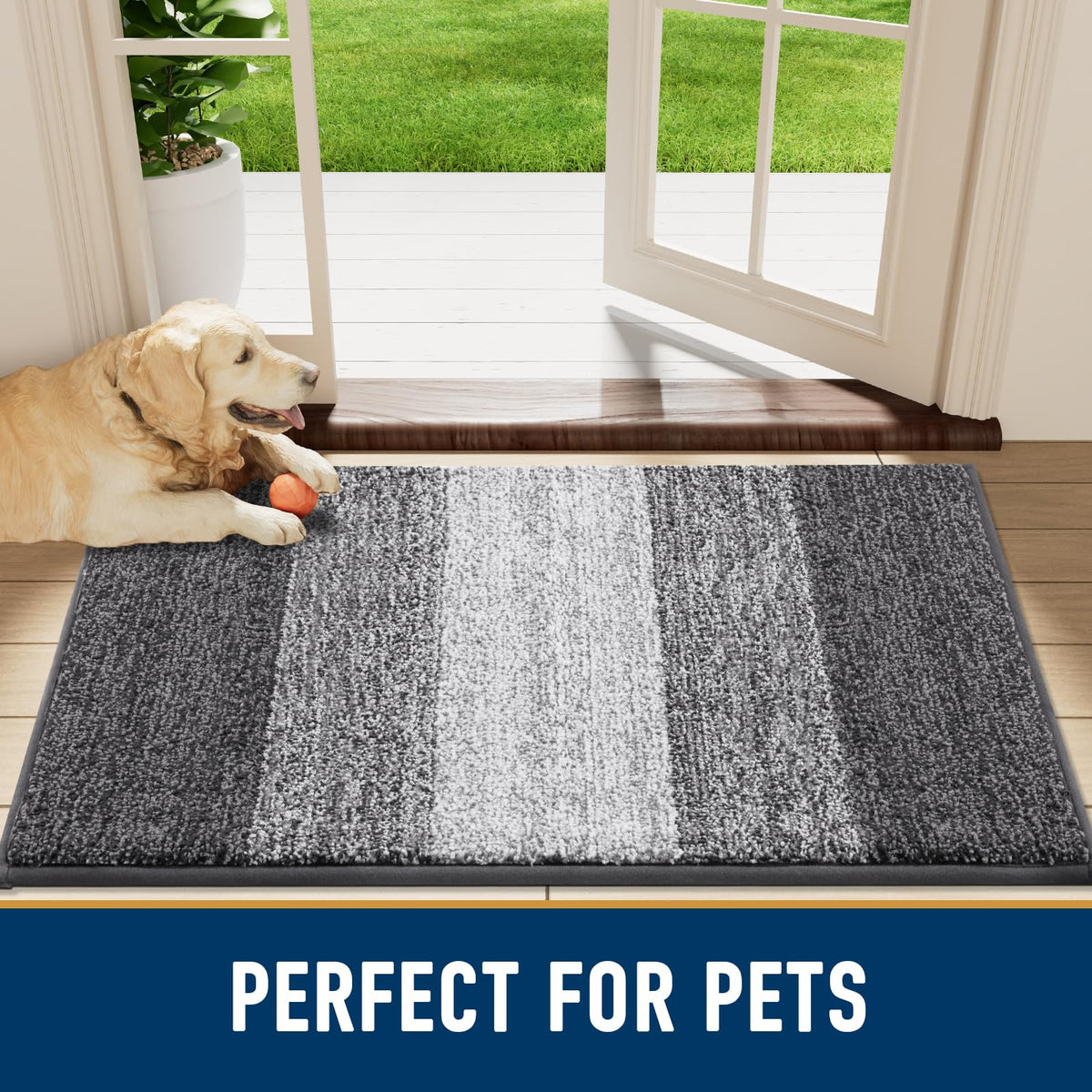 Smiry door mat sized 30x20 inches to fit standard entryways.