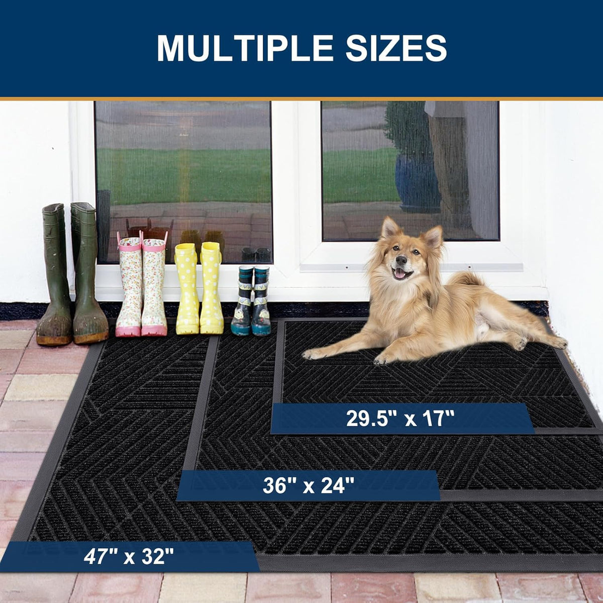 Smiry dirt-absorbent mat with woven polyester texture for high-traffic entryways