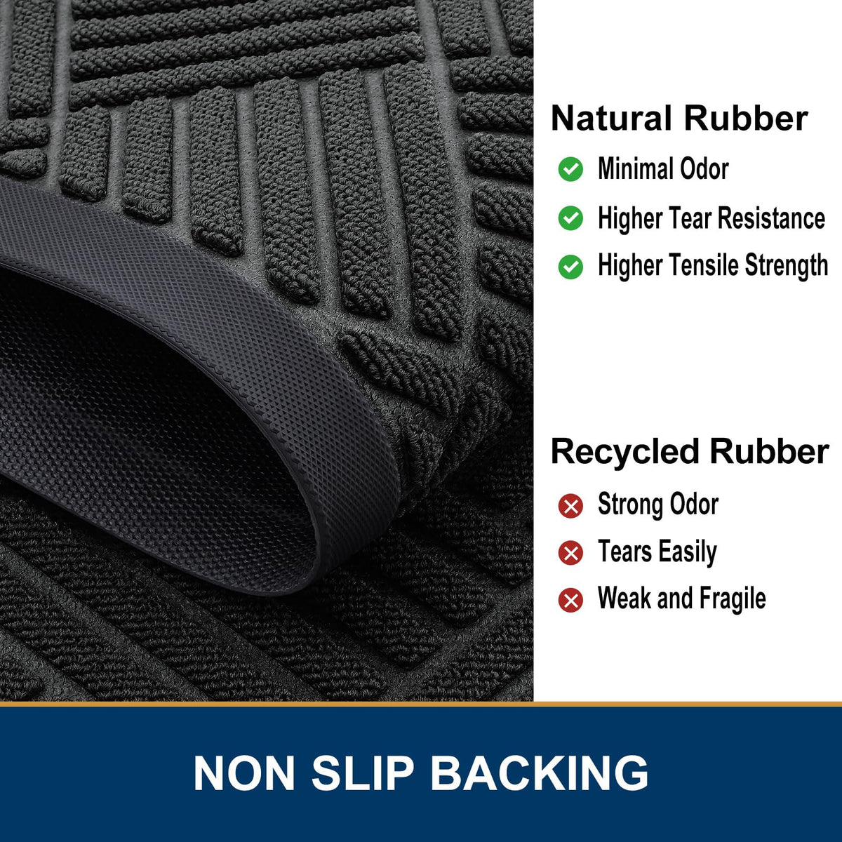 Smiry front door mat durable natural rubber withstands heavy use.