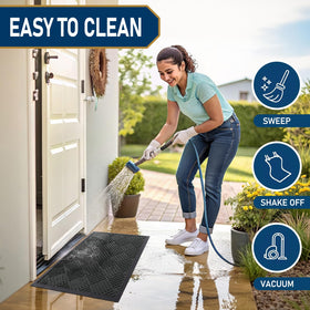 Smiry front door mat easy-clean surface wipes or washes quickly.