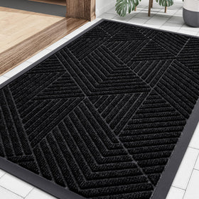 Smiry front door mat outside entrance 35x23 in black captures dirt and moisture