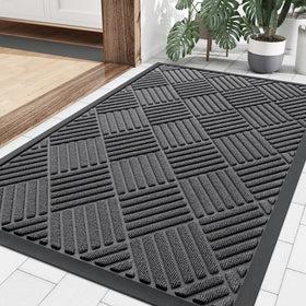 Smiry front door mat for outdoor and indoor use traps dirt and moisture.