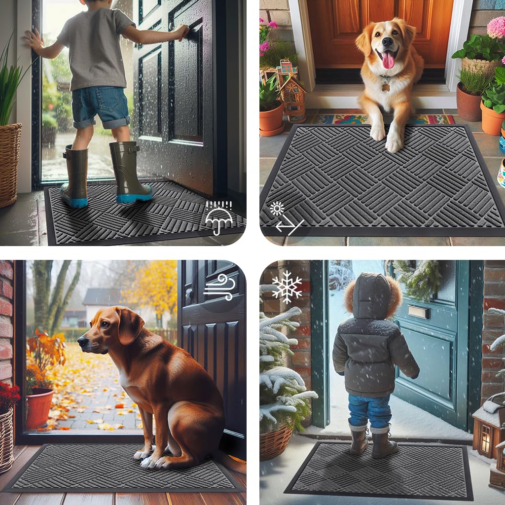 Smiry grey color complements any entryway and 35x23 size.