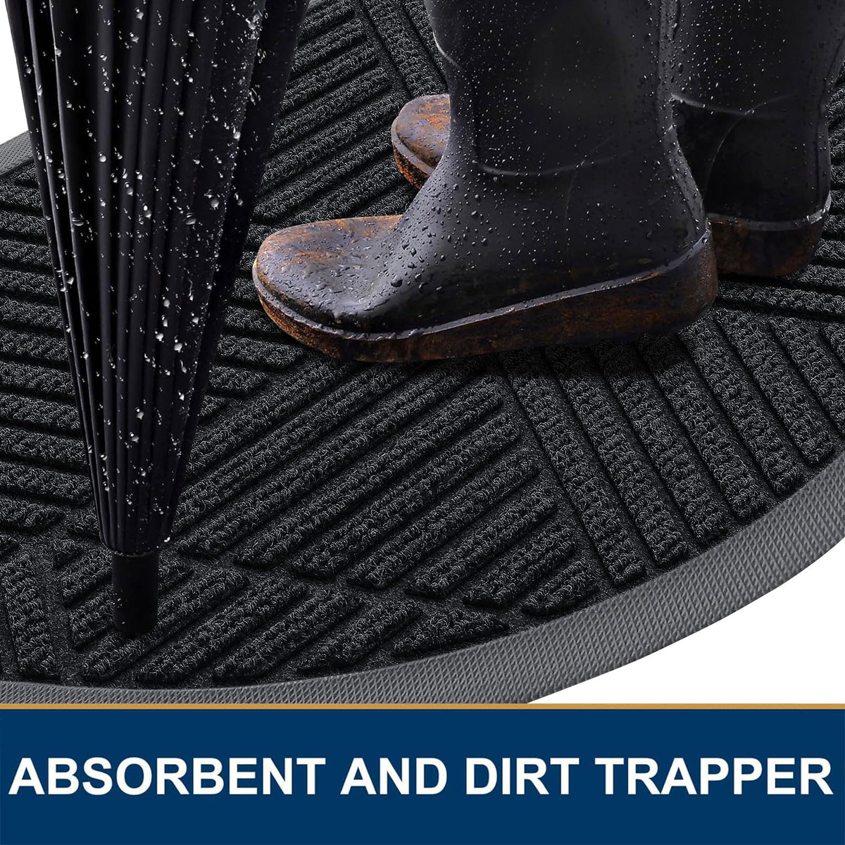 Smiry heavy-duty natural rubber doormat with non-slip edge for safe entry.
