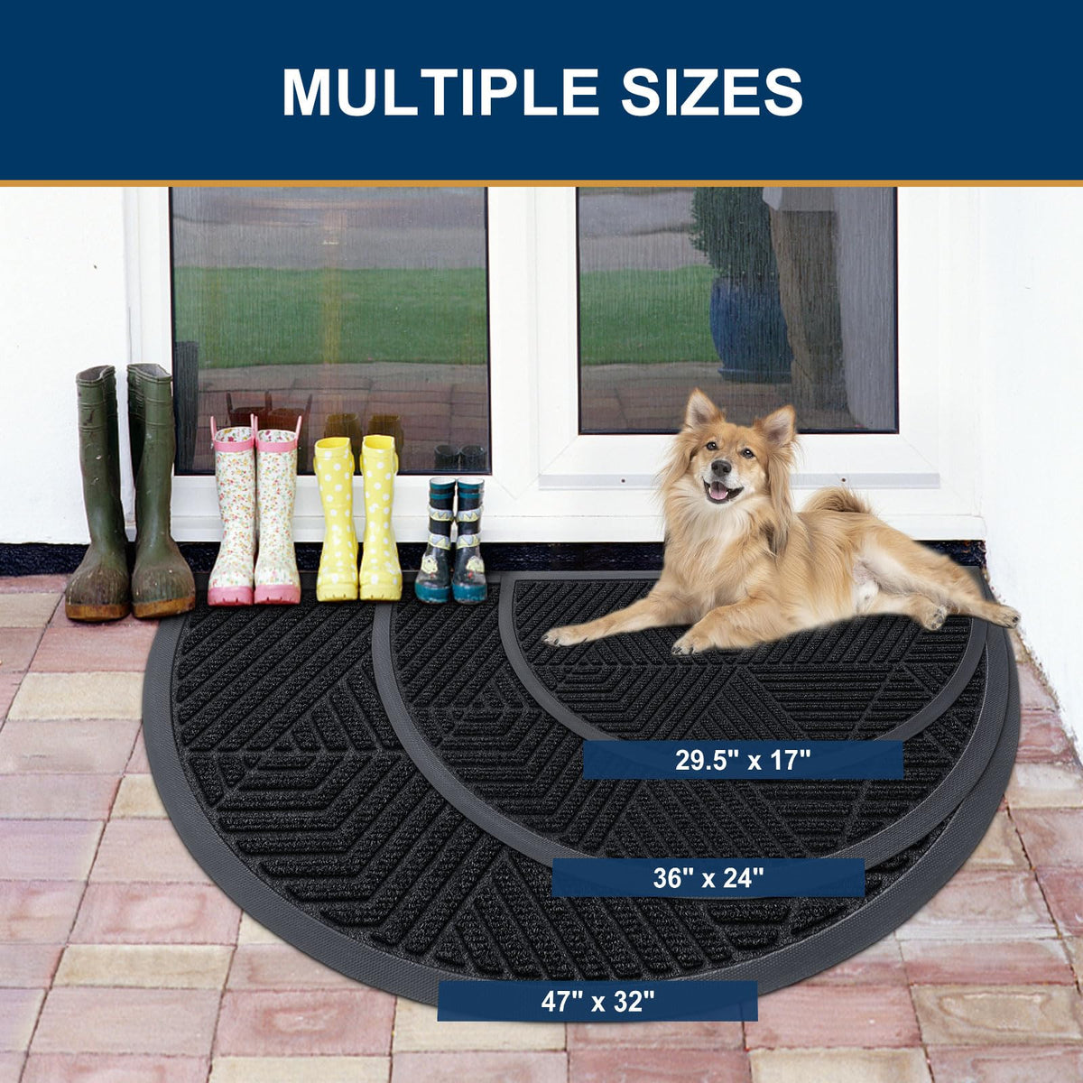 Smiry irregular triangle door mat low-profile design fits tight doorways.