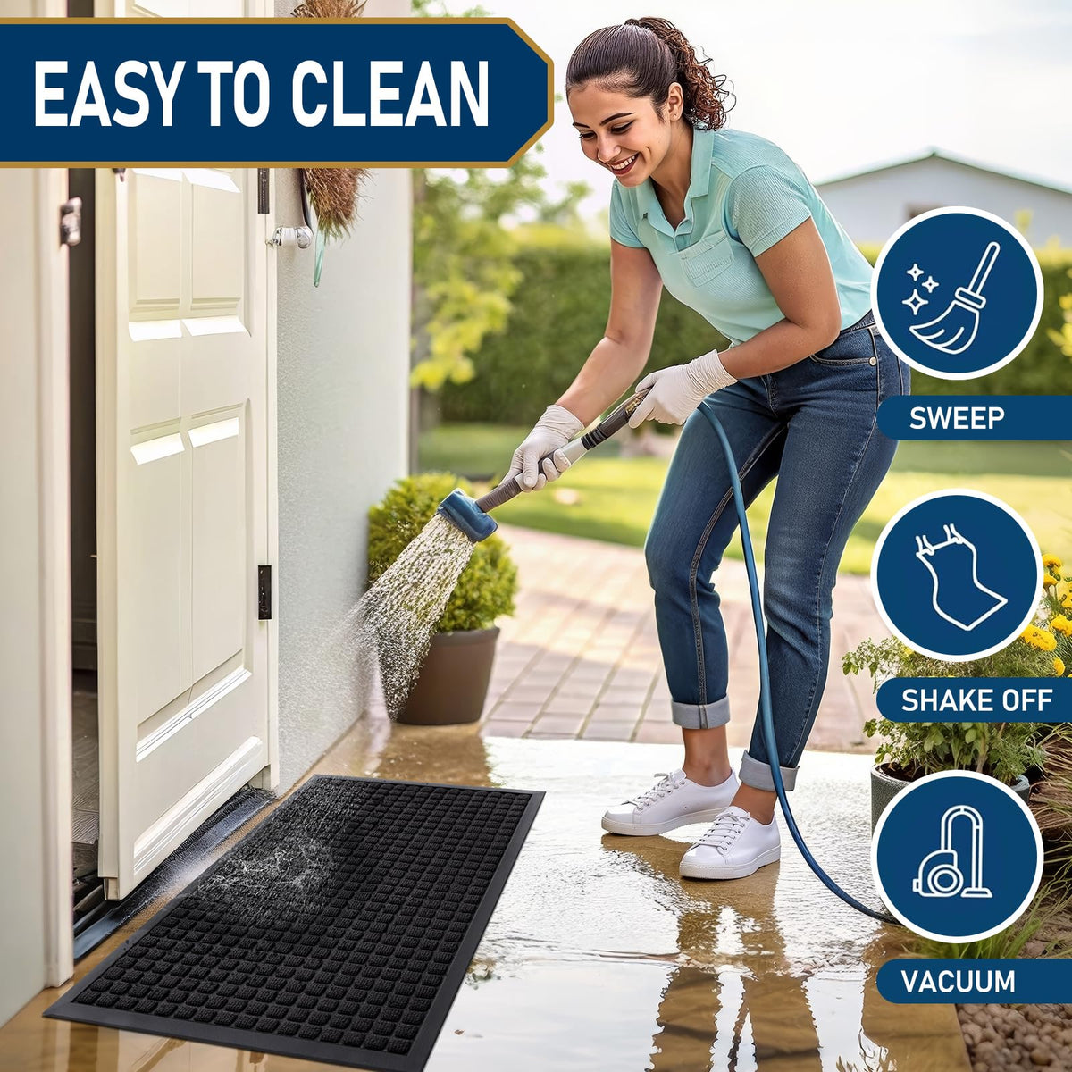 Smiry low-profile entry mat fits under most doors for smooth operation