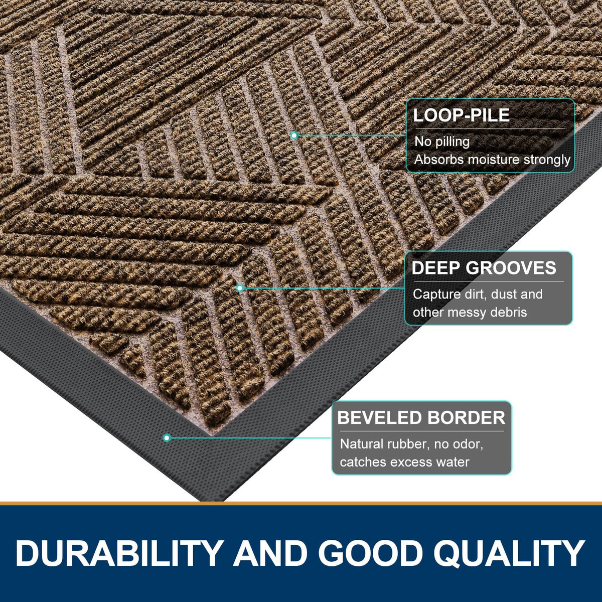 Smiry low-profile non-slip base ensures smooth door operation.