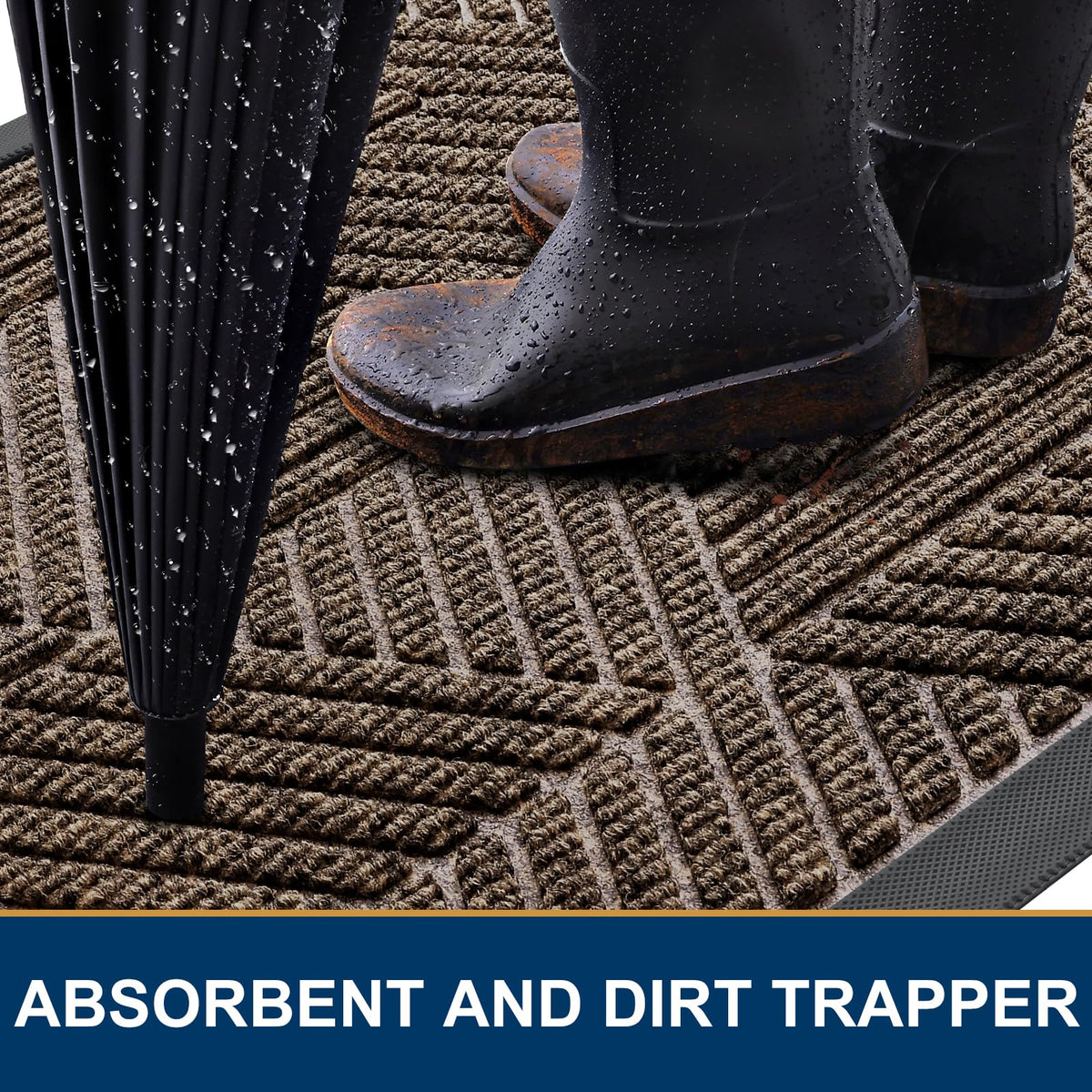 Smiry natural rubber door mat beveled edge prevents water pooling